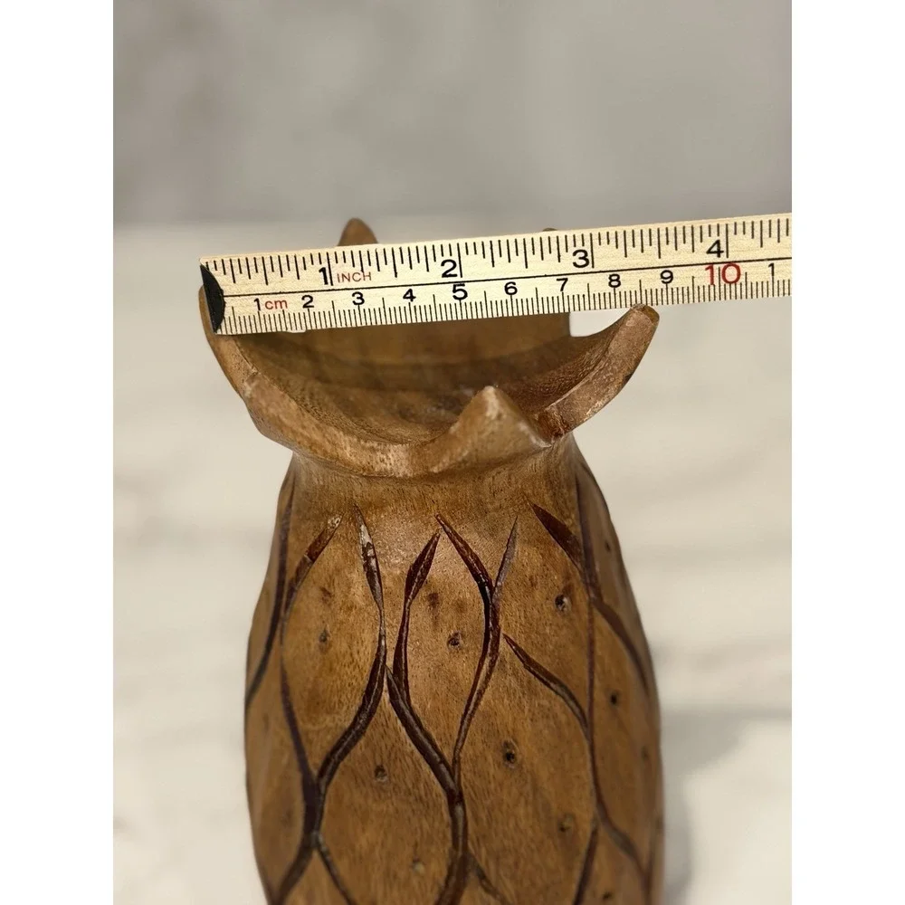 Vintage Hand Carved Wood Pillar Candle Holder Made in Philippines 8